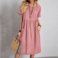 Mira | Marineblaues Midi-Kleid mit kurzen Ärmeln" 

Rewritten: "Mira | Midi-Kleid in Marineblau mit kurzen Ärmeln – Rosa
