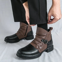 Dallas™ Premium-Lederstiefelette mit verstellbarer Seitenschnalle – Schwarz