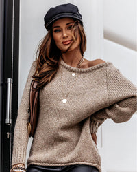 Pop | Schicke und stilvolle Winter Oversized Strickpullover für Frauen – Erdton