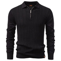 Lukas | Luxuriöses Herren-Polo mit Reißverschluss modern – Schwarz