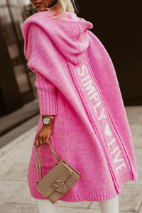 Eyara | Kapuzen-Sweatjacke mit "Simply Live" Print – Rosa