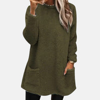 Oriella - Weicher Fleece Pullover Mit Tasche – Oliv