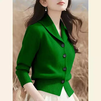 IRMTRAUD - BASICS STRICKJACKE MIT KNOPFEN – Grün