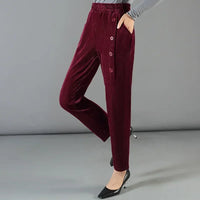 Lünelle™ Samtgefütterte Hose mit Zierknöpfen / Gemütlichkeit und Stil an kalten Tagen! – Rot
