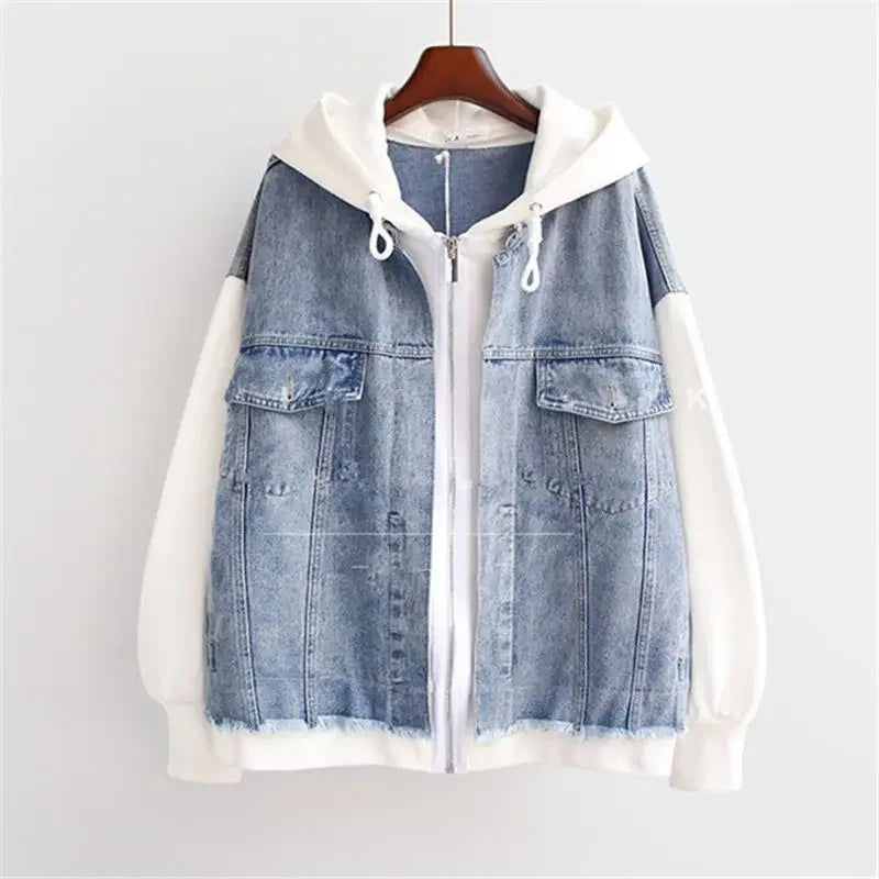 ALESSIA - OVERSIZE-HOODIE MIT JEANSJACKE KOMBINIERT