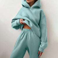 Zweiteiler für Damen - Leichtes Twin-Set mit Kapuzenpullover und Jogger für den Sommer – Hellblau
