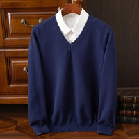Olympia Cashmere V-Neck Sweater – Marine