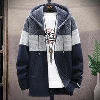 Hoodie für Herren - Leichte Strickjacke für den Sommer – Dunkelblau mit Kapuze