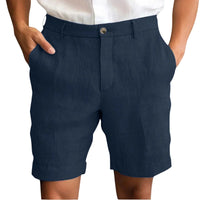 Calen - Schmal geschnittene Leinen-Shorts – Marine