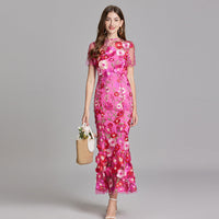 Ärmelloses Damenkleid | Maxilänge – Dunkelrosa
