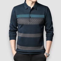 Browny | Striped Polo Shirt – Blau
