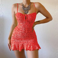 Floriva™ – Elegantes Camisole Sommerkleid mit Blumenmuster – Rot