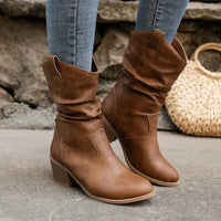 Nora | Blockabsatz Gepolstert Western-Stiefel – Braun