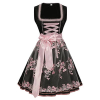 Damen Elegante Rosa Oktoberfest Dirndl Kleid – Rosa / Schwarz