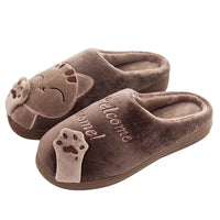 Damen Hausschuhe mit Katzen-Design | Weich und Warme – Braun