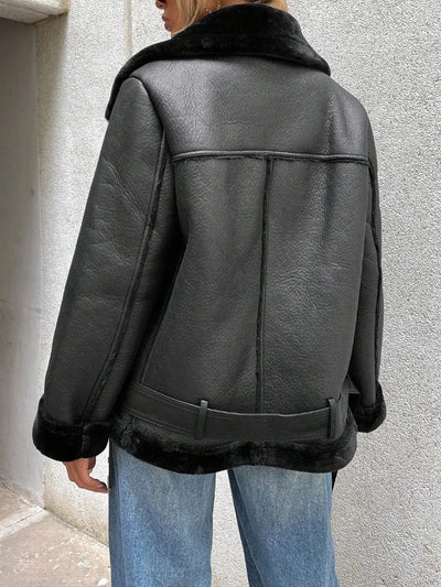 Ascetra | Dicke und warme Lederjacke für Damen