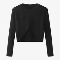 Elegantes Satinkleid - Stricktop-Kombinationsset – Schwarzes Stricktop