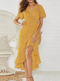 Aide™| Wickelkleid mit Schlitz – Gelb