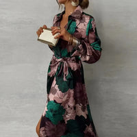Damen Sommer Wickelkleid Mit Blumenmuster | Maxi – Dunkelgrün