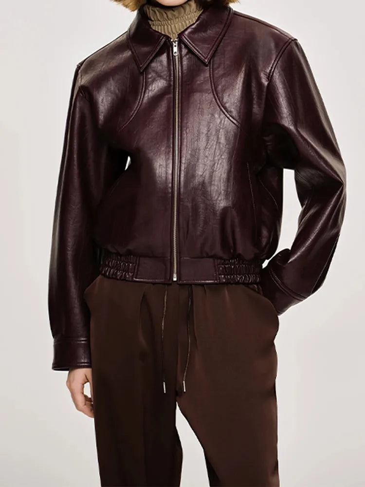 Aya | Reißverschluss-Lederjacke Winter Warm Stilvoll