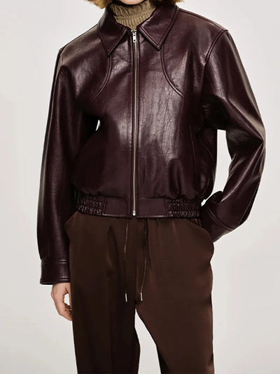 Aya | Reißverschluss-Lederjacke Winter Warm Stilvoll