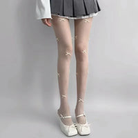 Damen Strumpfhose | Mit Bogen-Design – Weiß Bogen