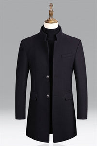 CAMILLO – Herren-Herbstmantel – Eleganter Mantel aus Premium-Stoffen – Marine