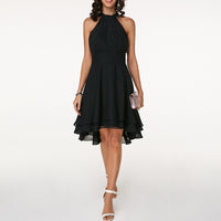 Patricia - Damen Mini mit Trägern und Volants – Schwarz