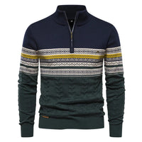 Herren Retro Half-Zip Pullover – Dunkelblau
