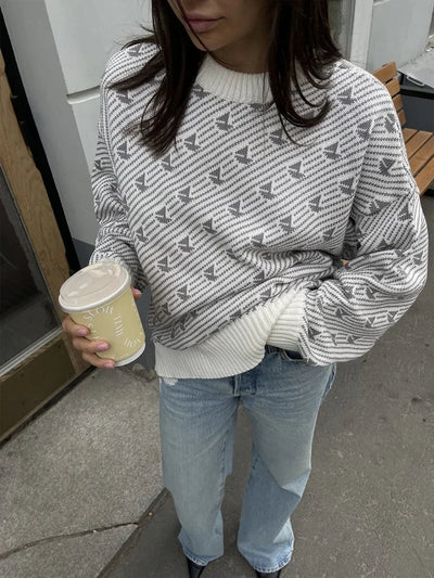 Mariala | Modischer Strickpullover mit chicem Print für Damen