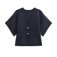 Lina | Minimalistische Bluse mit Knopfleiste – Marine