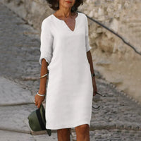 Heidi-Mode | Elegante Knielange Kleid – Weiß