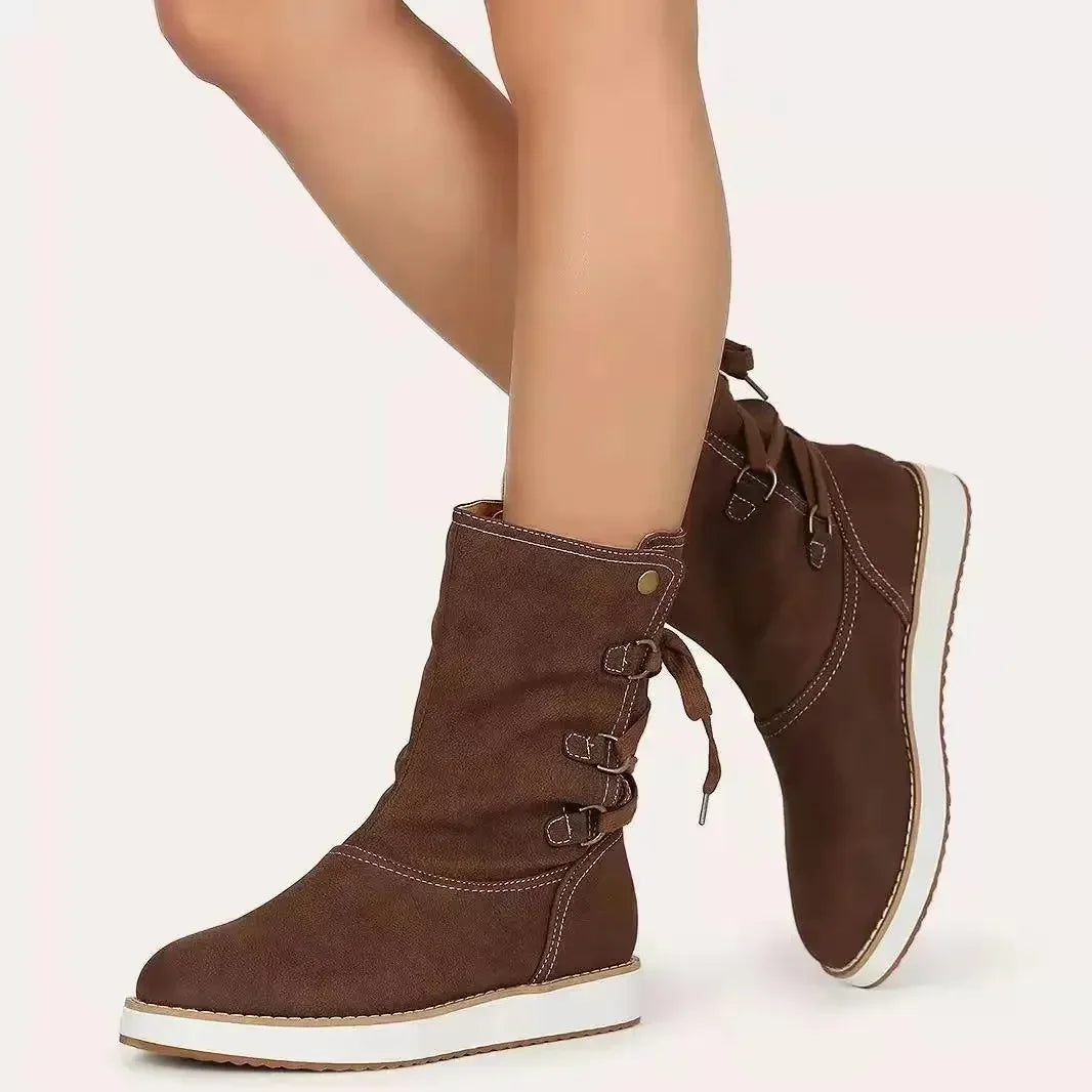 Bernita | Flache Schnürstiefeletten mit Rückenschnürung für Damen