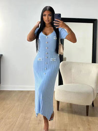 Stylische und Elastische Sommerkleid für Jeden Anlass – Blau