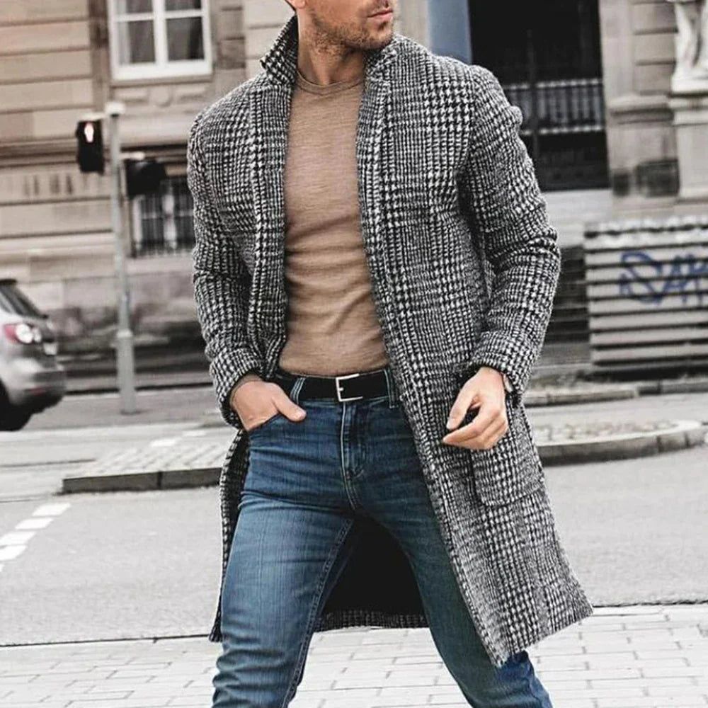 Klezindra | Eleganter Retro-Hahnentritt-Wollmantel für Herbst und Winter