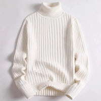 ERIK - PULLOVER AUS RIPPSTRICK MIT ROLLKRAGEN – Weiß