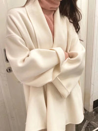 Serenya | Lange Wolljacke – Weiß