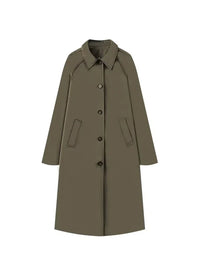 Farah | Langer Trenchcoat Mit Karofutter – Oliv