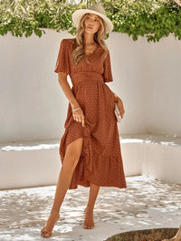 Angelou | Elegantes langes Kleid für Damen – Braun