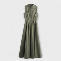 Ärmelloses Plissiertes Midikleid im Bodycon-Stil – Olivgrün