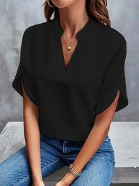Bluse für Damen - Sommerliche Oberteile mit kurzen Ärmeln für heiße Tage – Schwarz