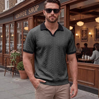 Windsor™ Polo Aus Strukturierter Strickware Mit Kontrastkragen – Grau
