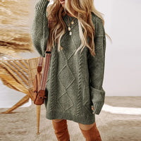 Langer Oversize-Pullover Bellmont™ aus Handgestricktem Garn – Grün