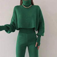 Damen Pullover Hosen Set – Grün