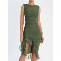 Clara | Damen Elegantes Midi Kleid Stretch Mesh – Mesh Midikleid Elegant 2026 – Grüne Charlotte