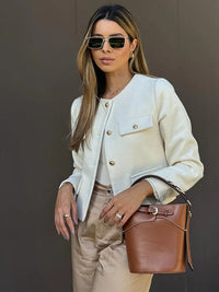 Blanca - Bomberjacken im Crop-Stil – Beige
