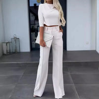 Nina™ Set mit High-Neck-Crop-Top – Weiß