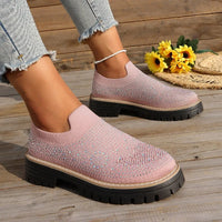 Urbaner Glanz™ Slip-On Sneaker mit Profilplateau – Hellrosa