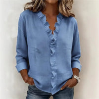 Sorelle™ Bluse mit Vertikalem Rüschendetail und Zeitlosem Stil – Blau