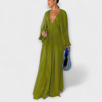 Marienna – Maxikleid mit kunstvollem Faltenfall – Grün